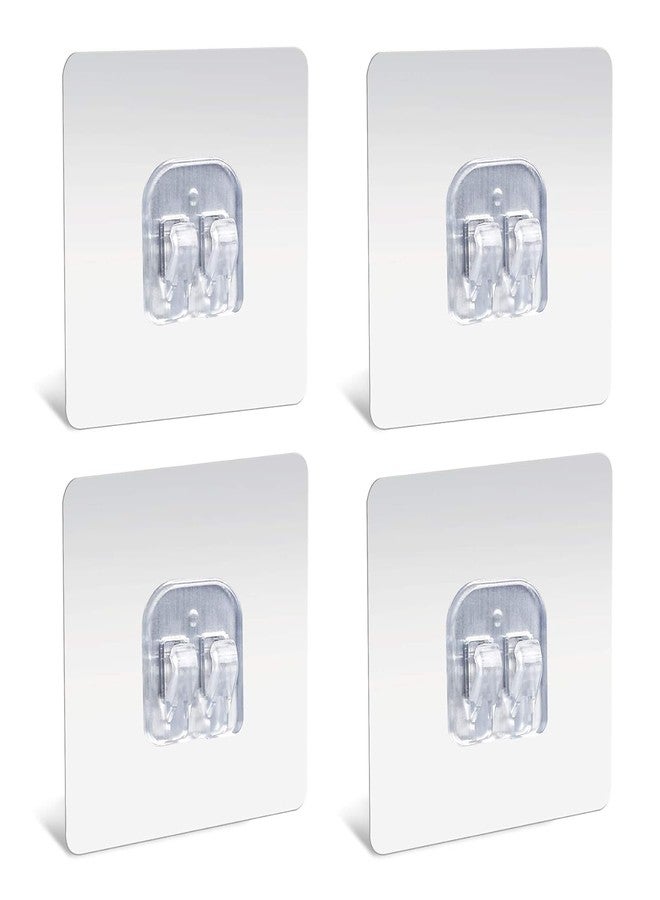 FRALUPO 4 Pack Self Adhesive Wall Hooks - Versatile 6mm Nail Design for Photo Frames Hooks,Clocks, and More - Heavy Duty,Transparent,No-Damage Hanging Solution for Bathroom,Kitchen(Transparent V Hook) - Image 1